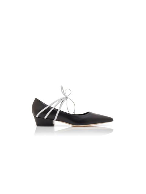 Black and White Nappa Leather Lace-Up Pumps