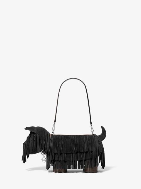 MICHAEL KORS Scottie Dog Small Suede Shoulder Bag