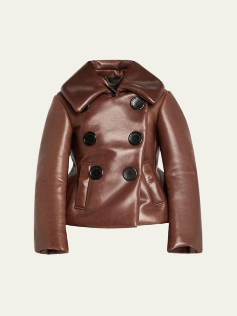 Marc Jacobs Shrunken Leather Double-Breasted Jacket
