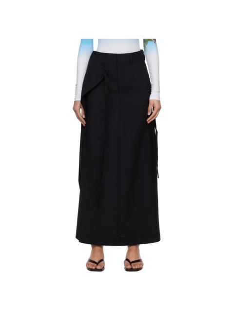 MM6 Maison Margiela Black Tailoring Wool Canvas Tie Maxi Skirt