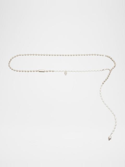 Alexander McQueen Skull Faux Pearl Chain Belt