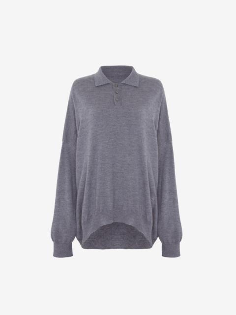 The Frankie Shop Meriel Wool Polo Sweater - Grey