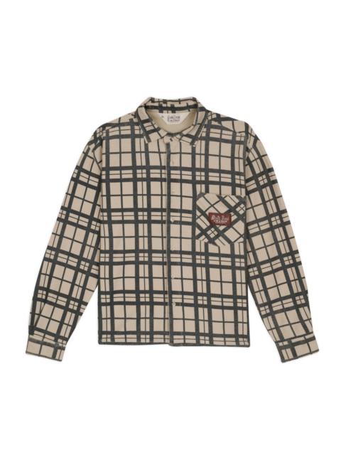 BRAIN DEAD Plaid French Terry Button Up - Sand