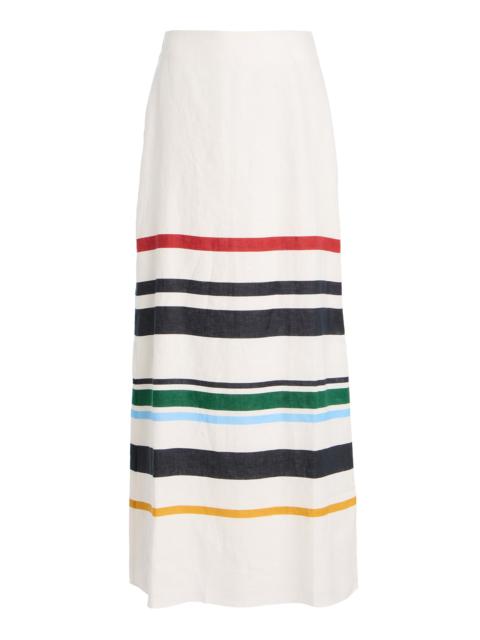 CALA de la CRUZ Exclusive Tua Striped Linen Maxi Skirt multi