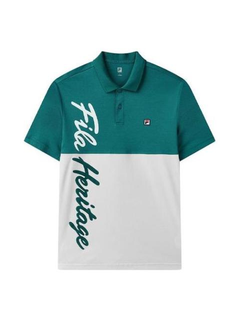 FILA FILA Contrasting Colors Alphabet Printing Tennis Short Sleeve Polo Shirt Green A11M123153F-GN