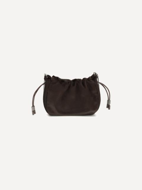 Brunello Cucinelli Mellow mini Ponyhair Shoulder Bag with Precious Chai