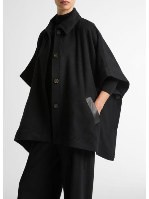 Vince Leather-Trim Wool Cape