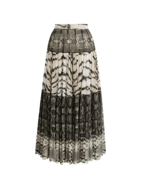 Roberto Cavalli printed pleated midi skirt