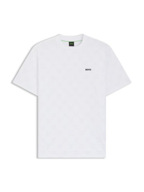 BOSS COTTON-BLEND T-SHIRT WITH TENNIS-BALL JACQUARD