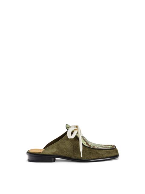 Loewe Lace up mule in python and calfskin
