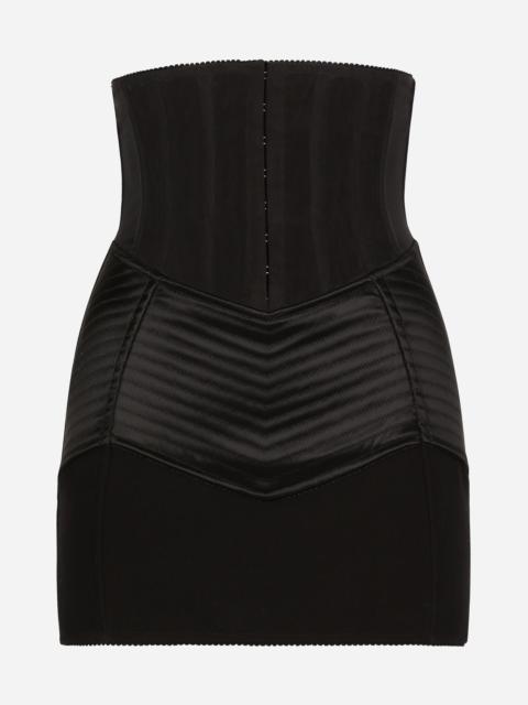 Short skirt with corset belt detail