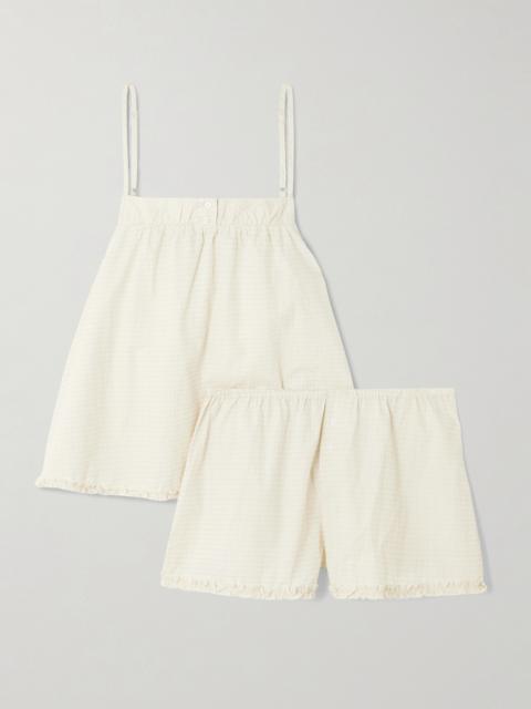 DEIJI STUDIOS Ruffled Checked Cotton-poplin Camisole And Shorts Set