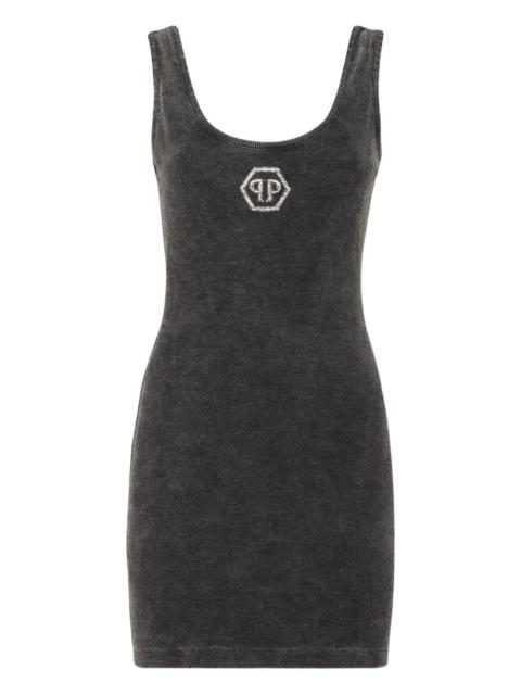 PHILIPP PLEIN Hexagon ribbed-knit tank mini dress