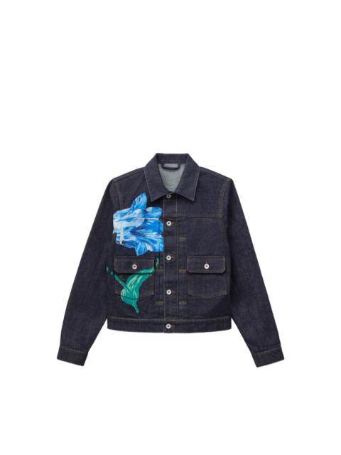 KENZO TULIP PLEATED DENIM TRUCKER JACKET