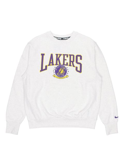 Nike Men's Nike NBA Los Angeles Lakers Fleece Lined Stay Warm Pullover Round Neck Sports Gray White DN490