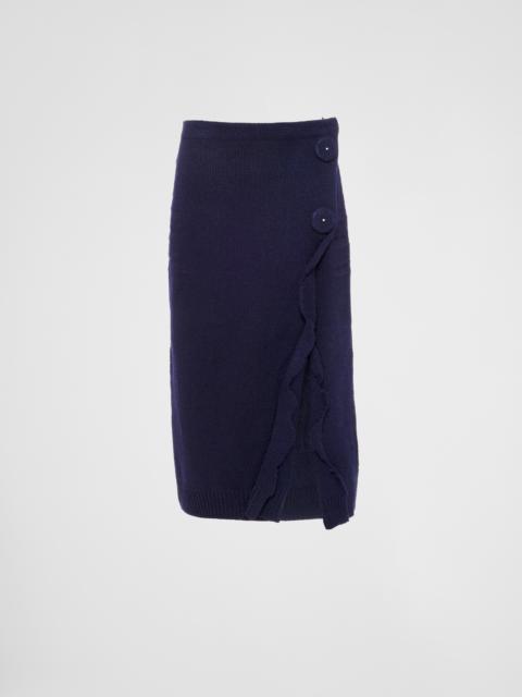 Wool and cashmere skirt with split