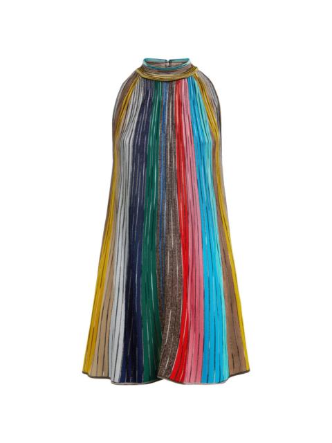 pleated sleeveless mini dress