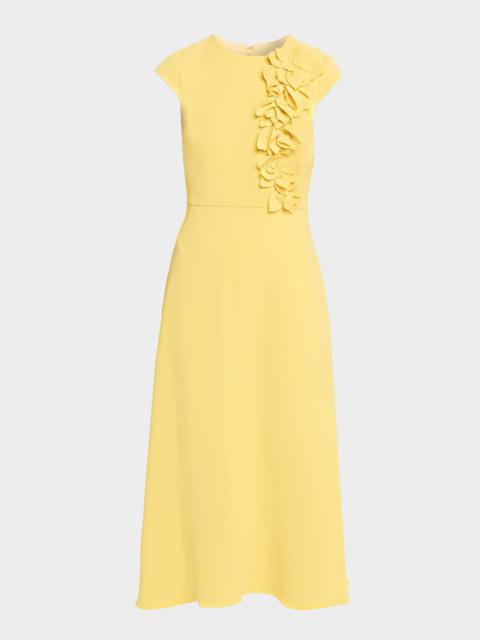 BADGLEY MISCHKA Floral Applique Stretch Crepe Midi Dress