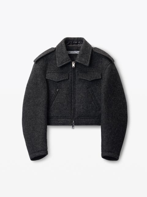 Alexander Wang cropped military jacket in donegal wool