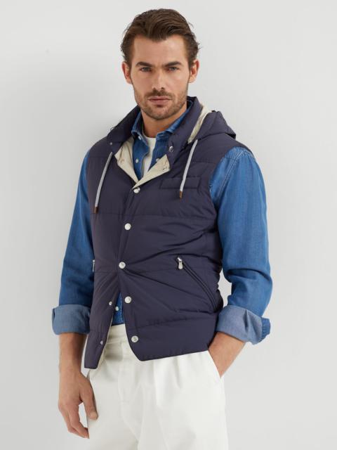 Brunello Cucinelli Bonded nylon down vest with detachable hood