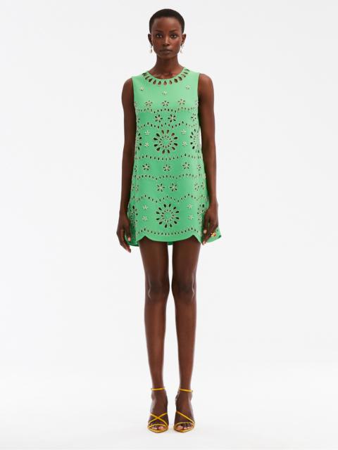 Oscar de la Renta CRYSTAL EYELET SHIFT DRESS