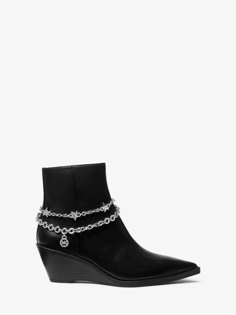 MICHAEL KORS Austin Embellished Leather Wedge Boot