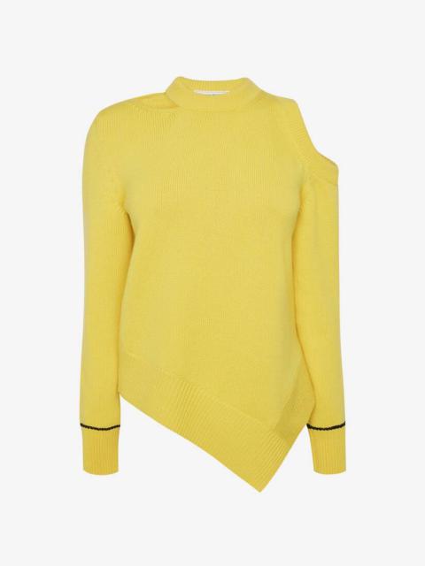 Alexander McQueen Women's Slashed Asymmetric Jumper in Bright Yellow/black