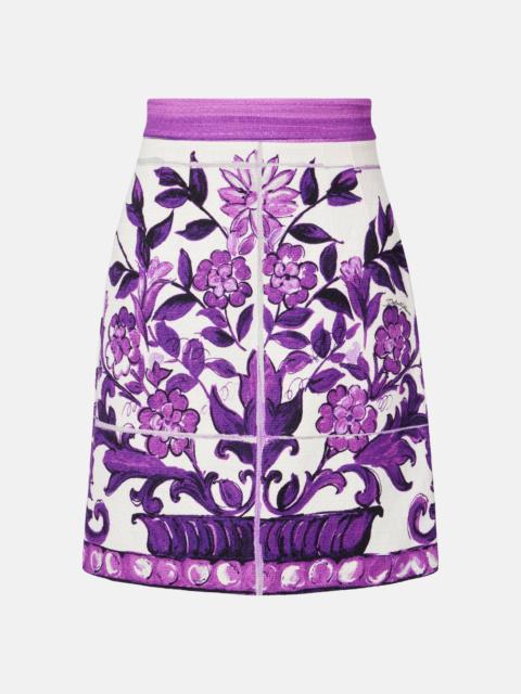 Dolce & Gabbana Majolica cotton and linen-blend miniskirt