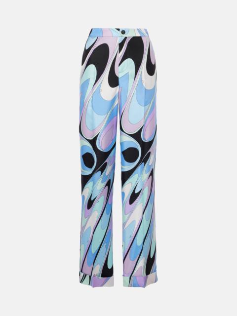 PUCCI Printed silk twill wide-leg pants