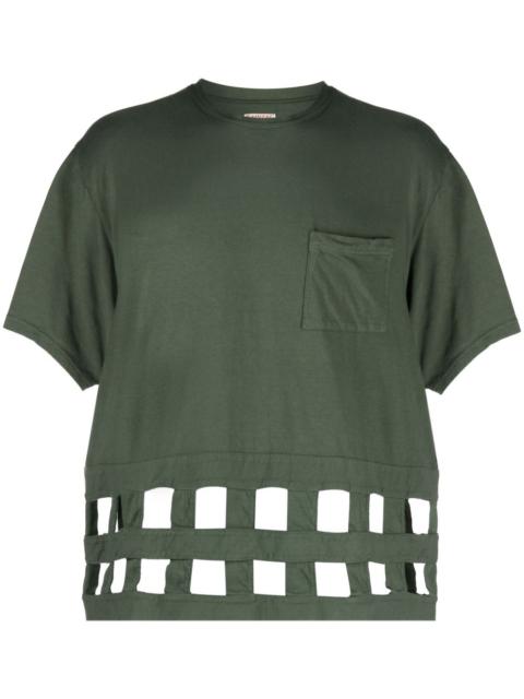 Kapital Windowpane eyelet-detail cotton T-shirt