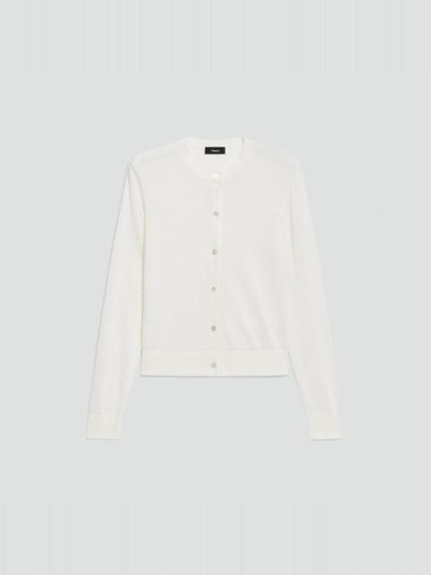Theory Crewneck Cardigan in Linen Knit
