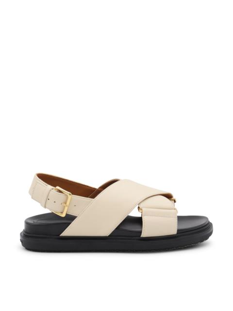 silk white leather fussbett sandals