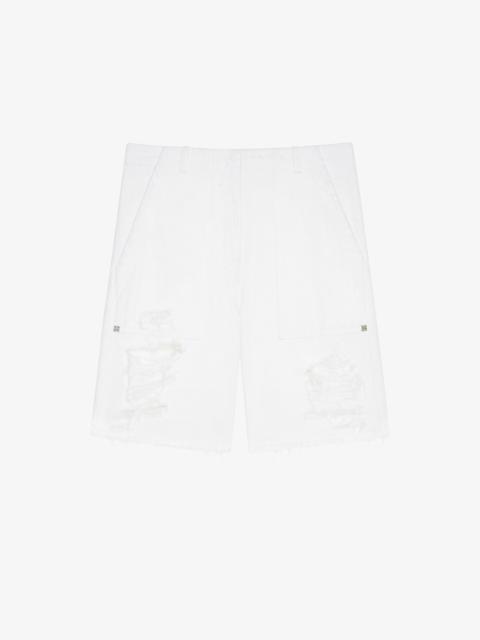 Givenchy CARGO BERMUDA SHORTS IN DESTROYED DENIM