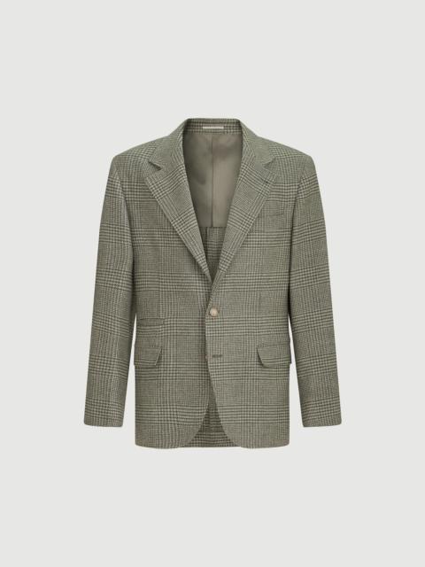 Brunello Cucinelli Comfort wool and cashmere Prince of Wales flannel deconstructed blazer