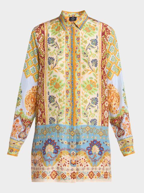 Etro Multicolor Paisley Silk Button-Front Shirt
