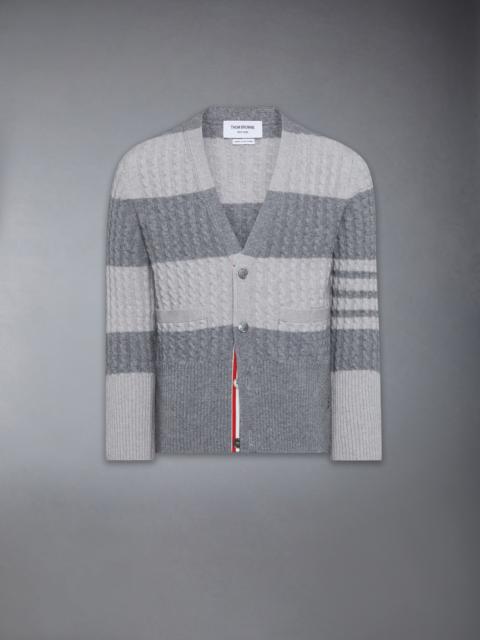 Thom Browne CASHMERE BABY CABLE STITCH 4-BAR CARDIGAN