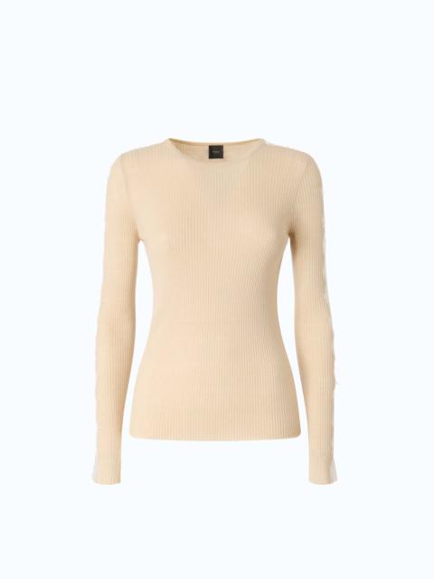 PINKO RIBBED SWEATER WITH LACE