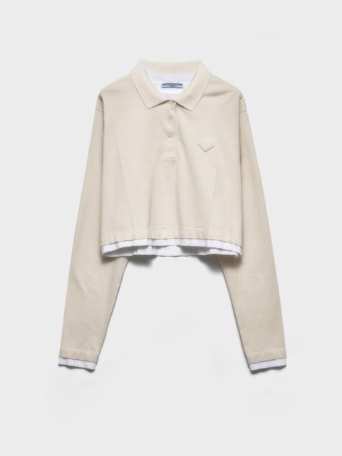 Prada Long-sleeved piqué and jersey polo shirt