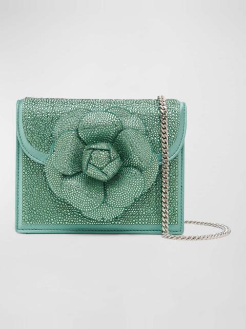 Oscar de la Renta Mini Flower Crystal-Embellished Crossbody Bag