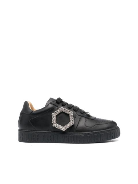 PHILIPP PLEIN crystal-detailed leather sneakers