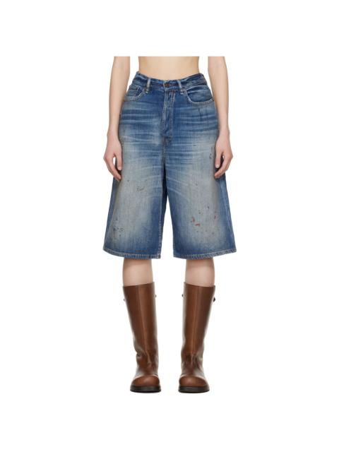 Acne Studios Navy Loose Fit Denim Shorts
