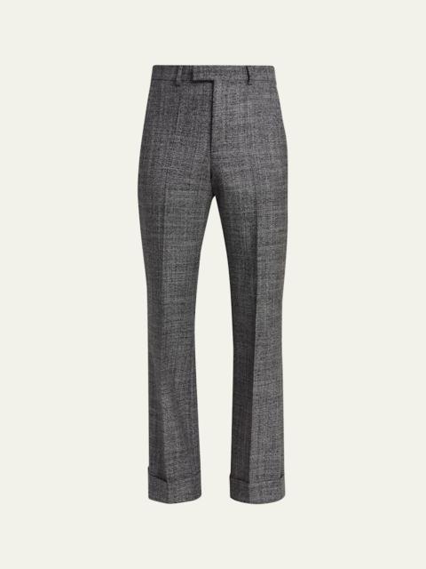 Valentino Men's Wool Mouline Cuffed Trousers