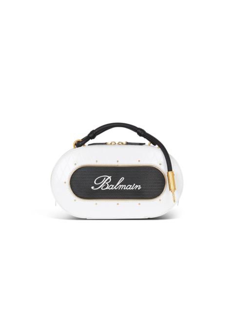 Balmain Calfskin Radio bag with Balmain Signature and embossed Grid motif