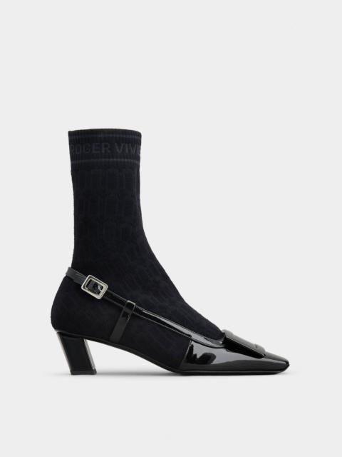 Roger Vivier Belle Vivier Sock Lacquered Buckle Ankle Boots in Patent Leather