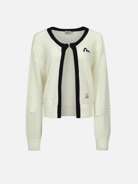 EVISU SEAGULL EMBROIDERY OPEN-KNITTED CARDIGAN