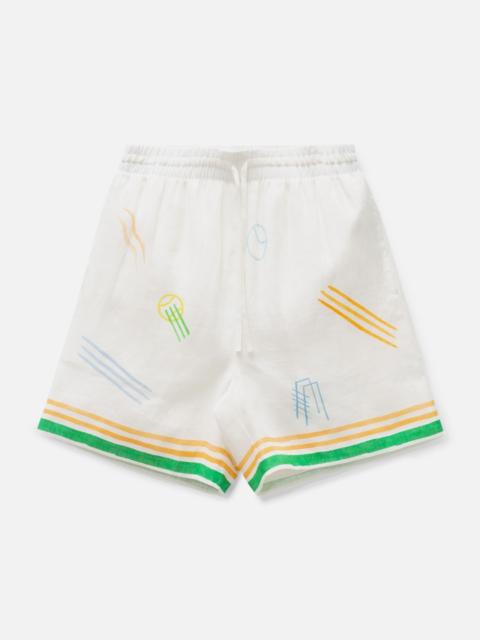 PRINTED LINEN SHORTS