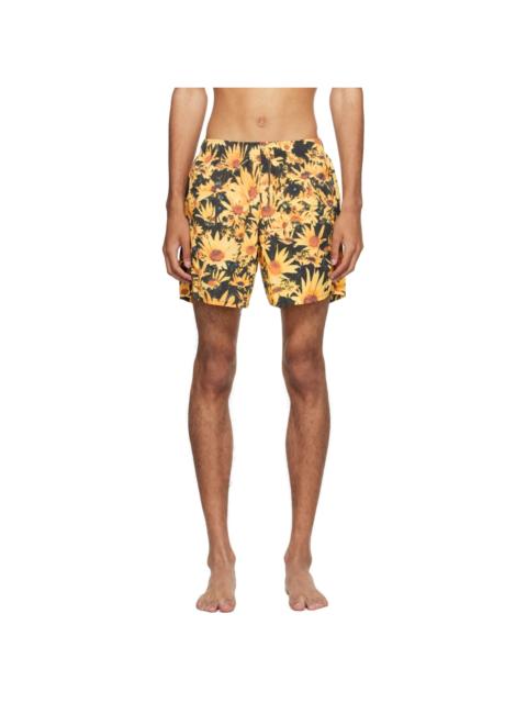 Jil Sander Yellow & Black Floral Swim Shorts