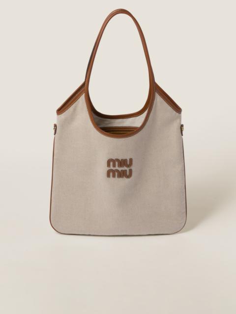トートバッグ MIU MIU 5BA281_ACRN_F062F IVY CANVAS AND LEATHER BAG Miu Miu IVY canvas bag | REVERSIBLE