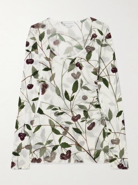 Stella McCartney Ruched Printed Stretch-mesh Top