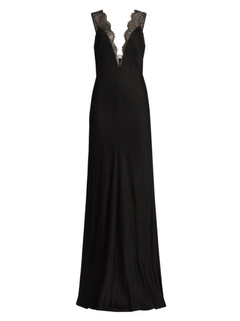 BRANDON MAXWELL Women's The Malone Lace-Trim Gown - Black